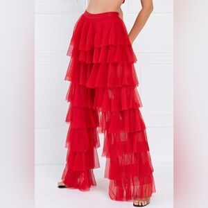 Elegant Red Layered Pant